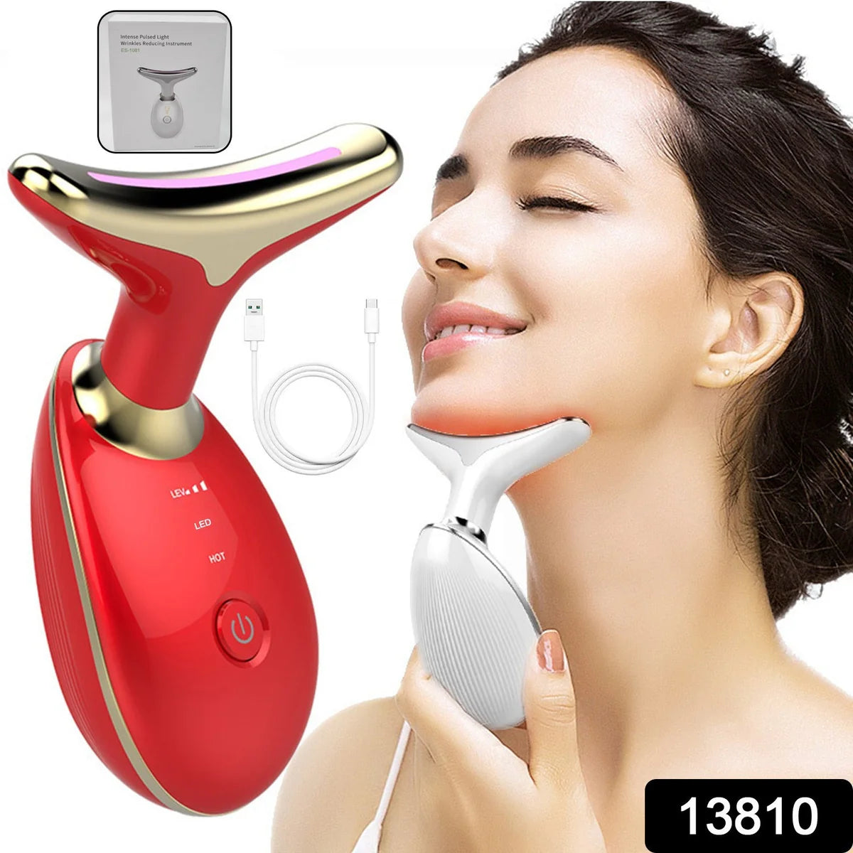 Electric Face Massager Wrinkle Remover LED Photon Face Beauty Device